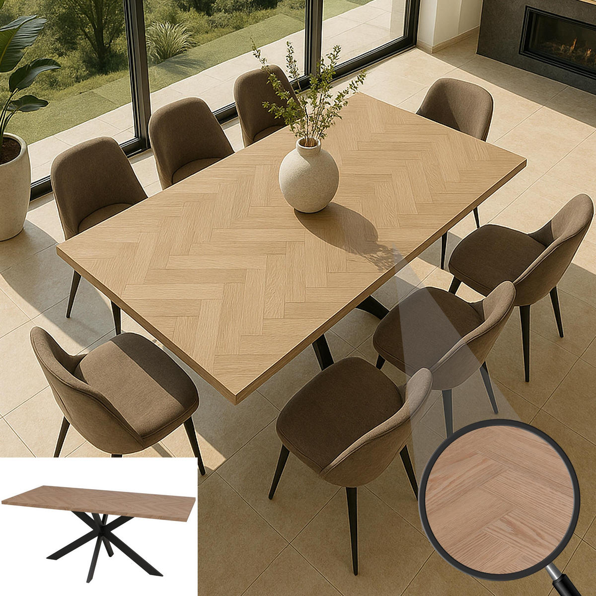 ESSZIMMERTISCH eckig Eiche Dekor - Eichefarben, Holzwerkstoff (90/180/76cm) - MCW