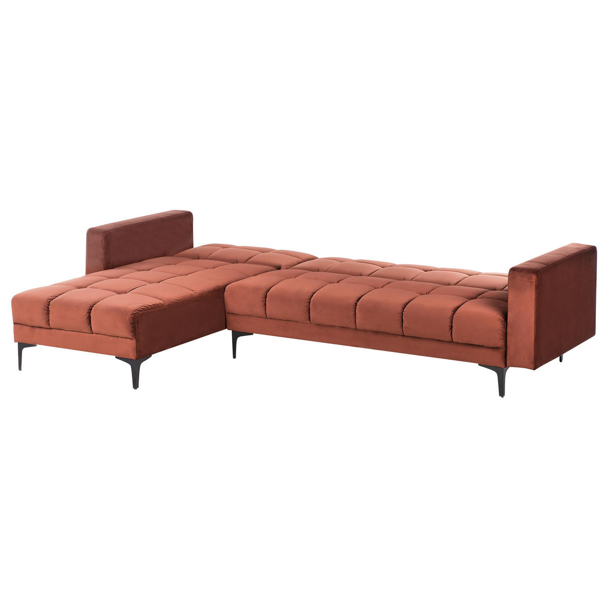 MODUL-ECKSCHLAFSOFA 233/105 cm Hellrot Alnes - Hellrot/Schwarz, Textil (266/77/184cm) - Beliani