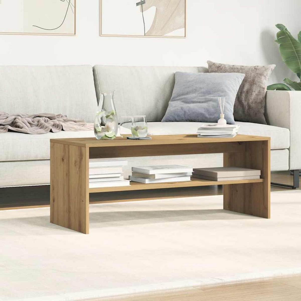 MONITORSTÄNDER mit Ablagefach 100/40/40 cm aus Holzwerkstoff in Artisan-Eiche Dekor - Eiche Artisan, Holz (40/100/40cm) - vidaXL