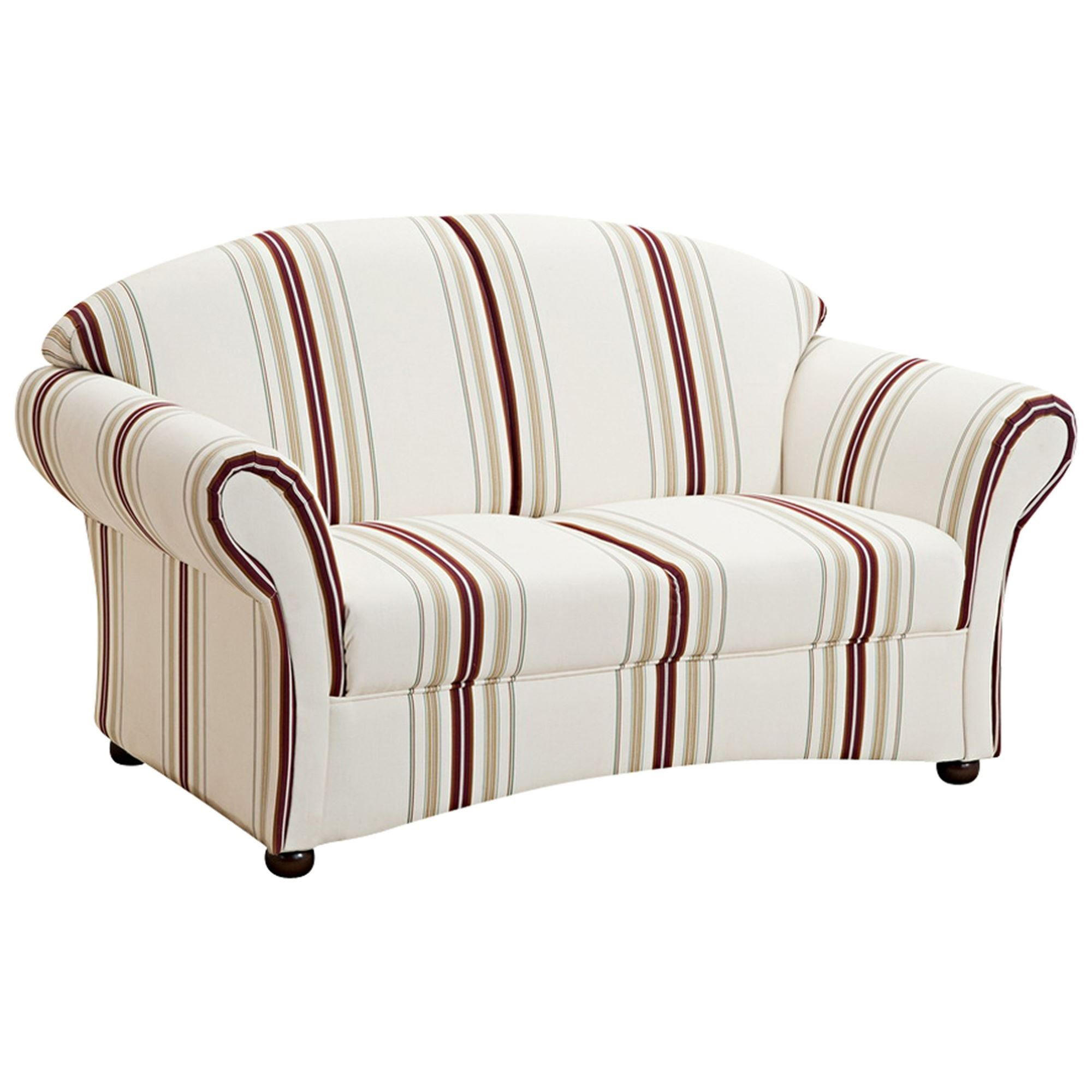 SOFA 2-Sitzer Kama Bezug Flachgewebe Buche nussbaum dunkel / weiß - Rot/Weiß, Kunststoff (151/85/81cm) - 58aufmkessel
