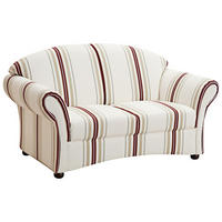 SOFA 2-Sitzer Kama Bezug Flachgewebe Buche nussbaum dunkel / weiß - Rot/Weiß, Kunststoff (151/85/81cm) - 58aufmkessel