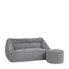 SITZSACK Chenille-Sofa icon Cecilia und Fußhocker-Sitzsack Milano im 2-teiligen Set, grau - Grau, Kunststoff/Textil (160/70/93cm) - icon