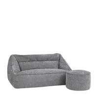 SITZSACK Chenille-Sofa icon Cecilia und Fußhocker-Sitzsack Milano im 2-teiligen Set, grau - Grau, Kunststoff/Textil (160/70/93cm) - icon