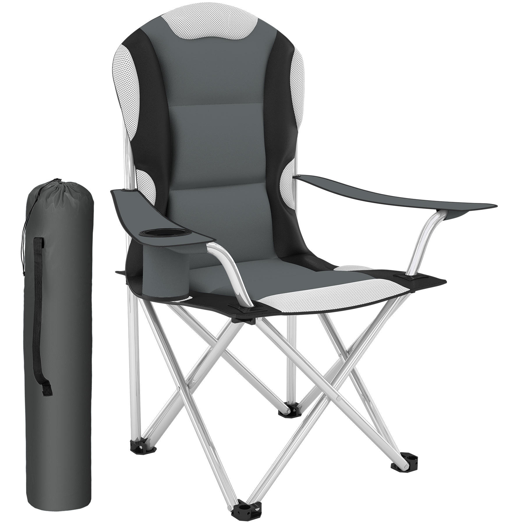 CAMPINGSTUHL ,60 x 88 x 110 cm,grau - Grau, Kunststoff (88/110/60cm) - tectake