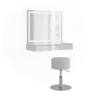 SCHMINKTISCH Sherry Weiß/Weiß Hochglanz 120 cm 3 Teile - Weiß Hochglanz, Holzwerkstoff (120/76/50.1cm) - Vicco