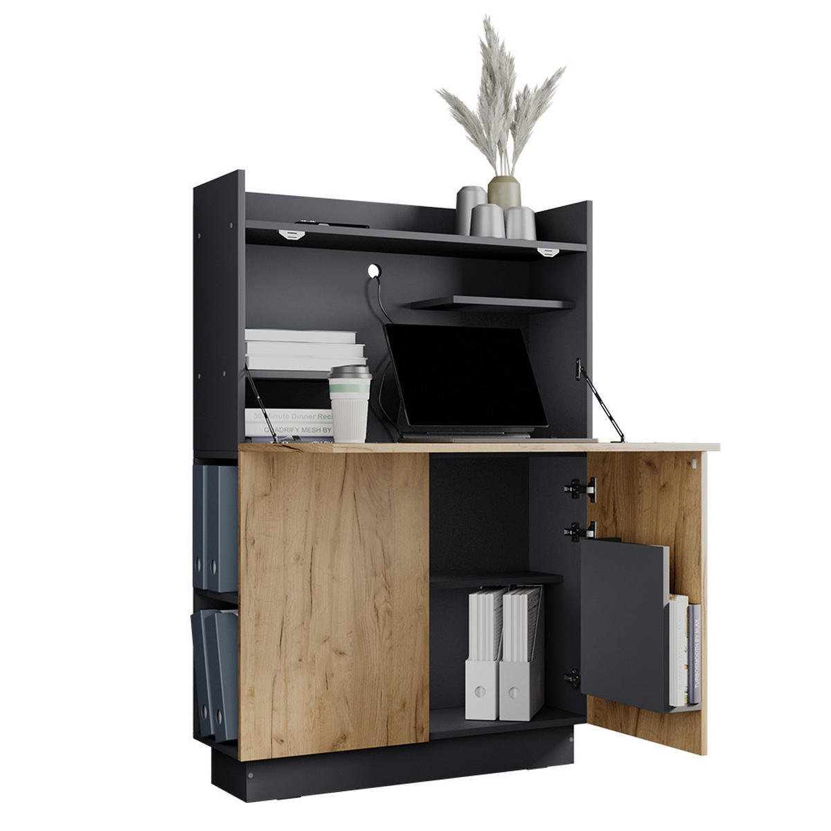 SEKRETÁŘSKÝ STŮL Alena Antracit - antracitová, kompozitní dřevo (28.6/85/128.5cm) - Vicco