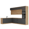 WINKELKÜCHE 330 × 230 cm - Langen K105-M330 – in Grau/Artisan Eiche - Schwarz/Eiche Artisan, Holz/Holzwerkstoff (330/248/230cm)
