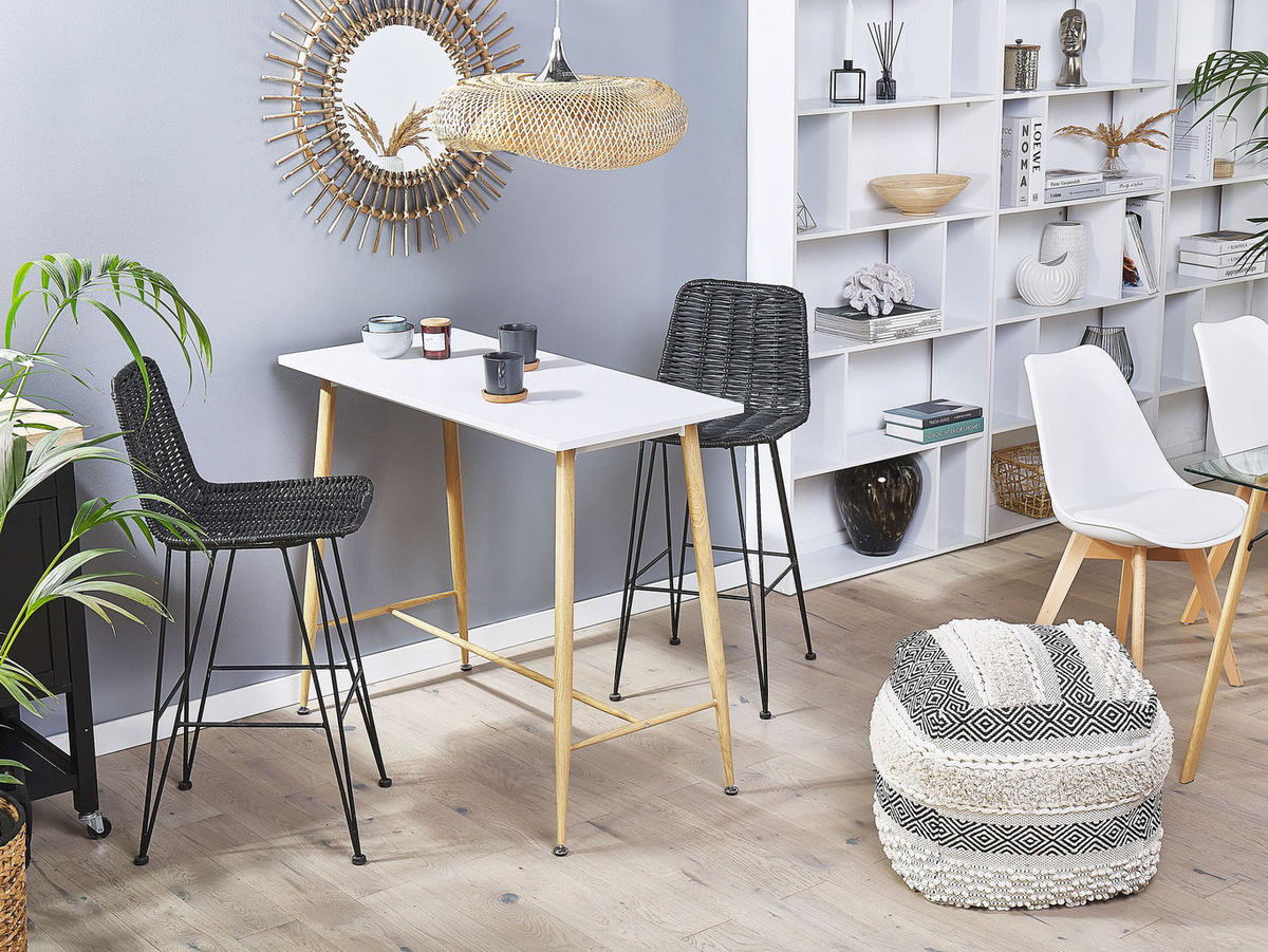 ESSTISCH 110/50/90 cm Weiß, Hellbraun Rechteckig Chaves - Weiß, Holzwerkstoff (110/50/90cm) - Beliani