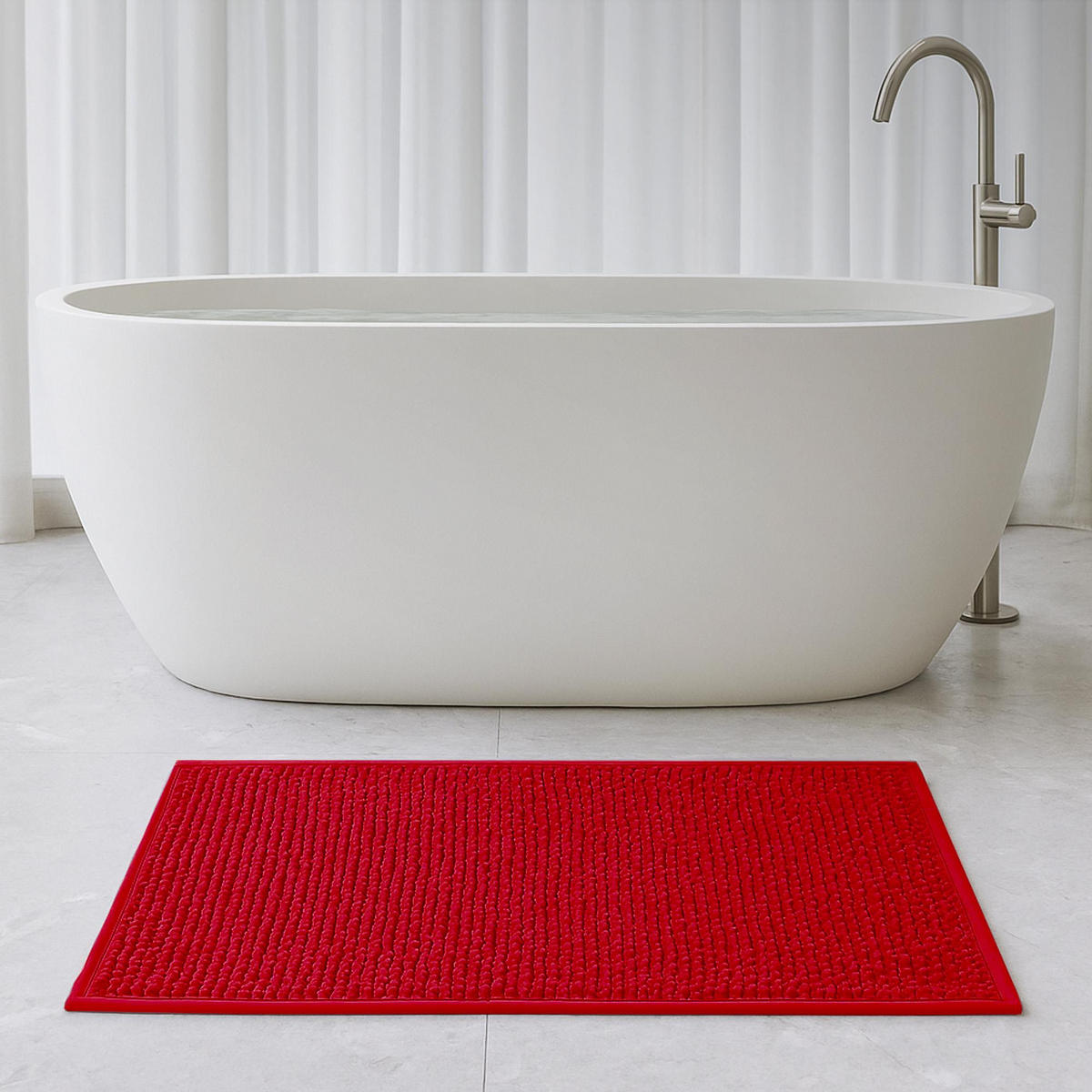 BADEMATTE Chenille Bordeaux 60x90 cm - Bordeaux, Textil (90/60cm) - Bestlivings