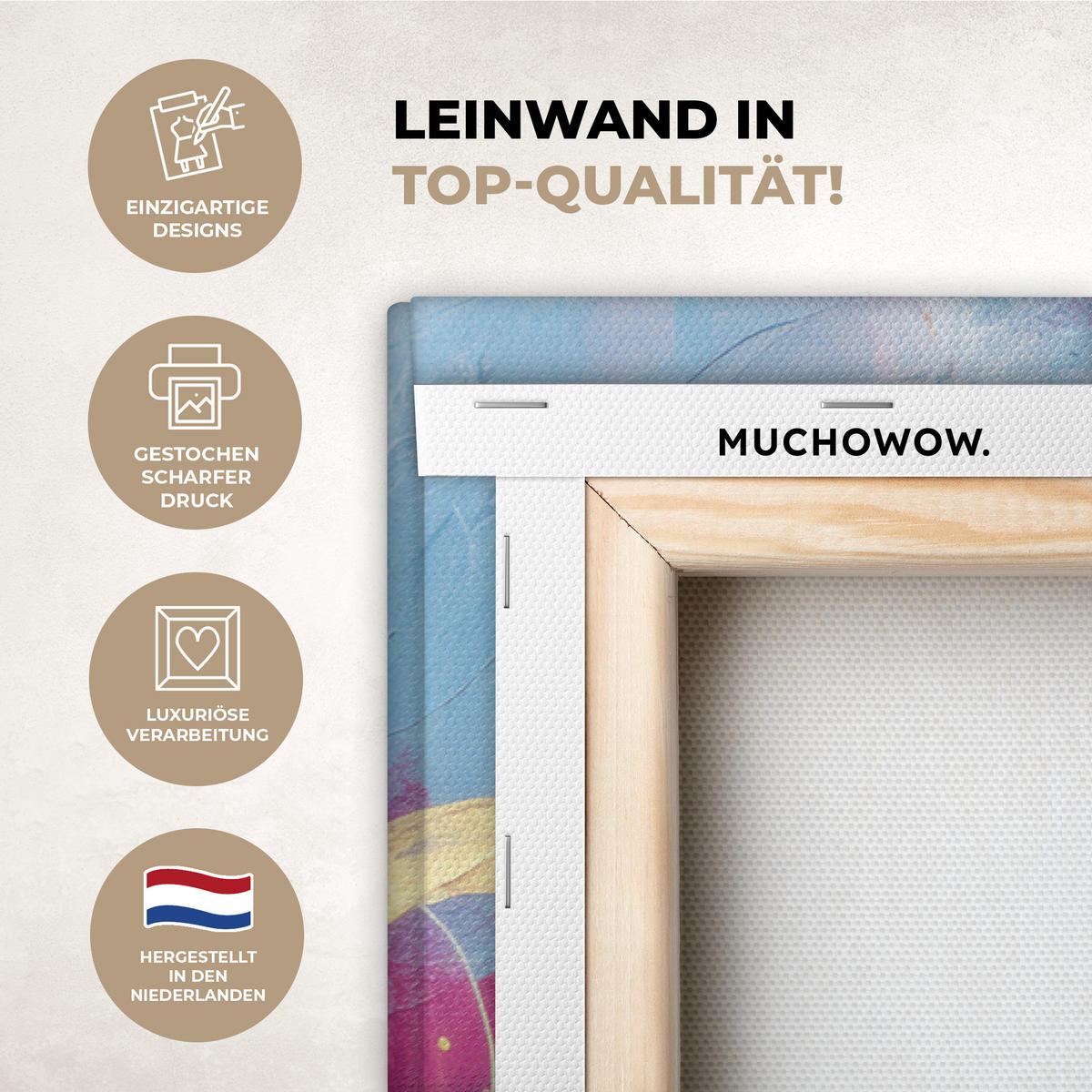 LEINWANDBILD Kreise - Gold - Abstrakt Groß 140x90 cm - Blau, Textil (140/90cm) - MuchoWow