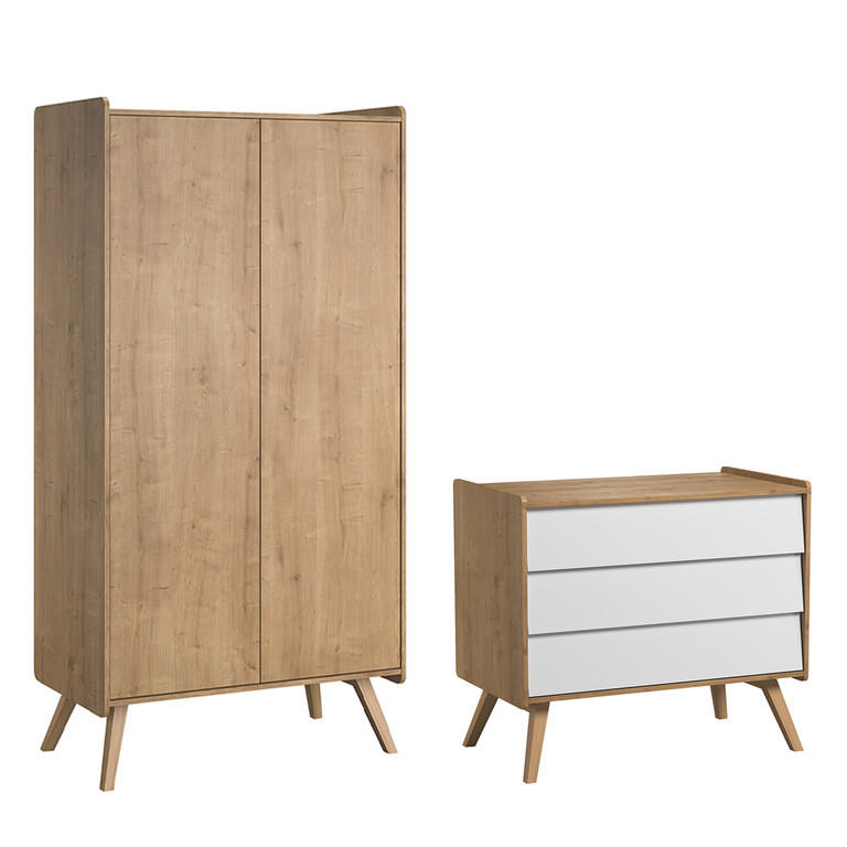 BABYZIMMER 2-teilig Weißes Holz - Weiß, Holzwerkstoff (100/90/58cm) - Petits-meubles