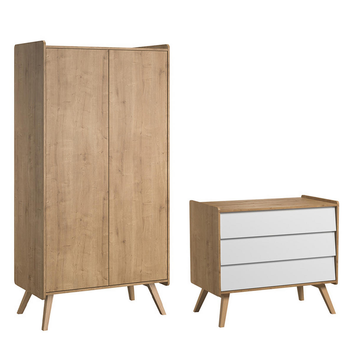 BABYZIMMER 2-teilig Weißes Holz - Weiß, Holzwerkstoff (100/90/58cm) - Petits-meubles