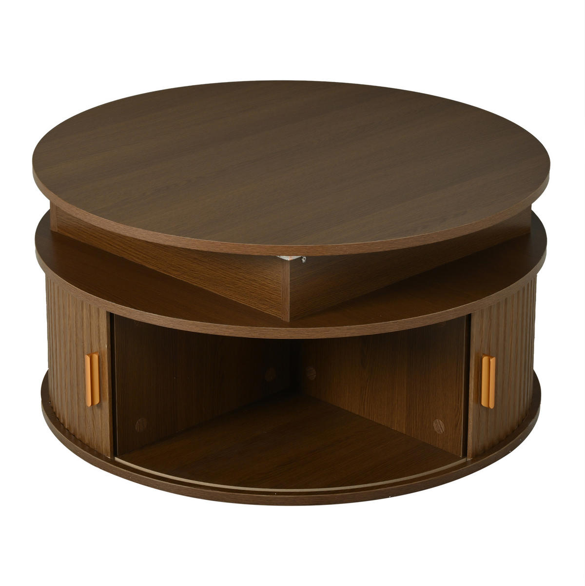 COUCHTISCH 75/75/52 cm walnussfarben aus MDF höhenverstellbar mit LED und Stauraum - Nussbaumfarben, Holzwerkstoff (75/75/52cm) - OKWISH