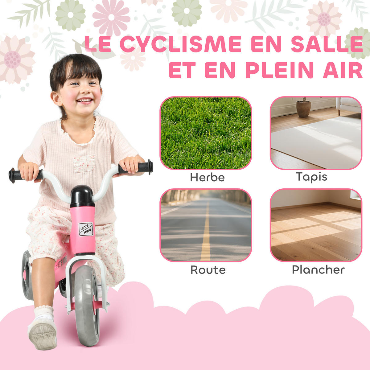 DREIRAD DE-18558 3 leise Rollen Rosa - Pink, Metall (69/40/49cm) - ComfortXL