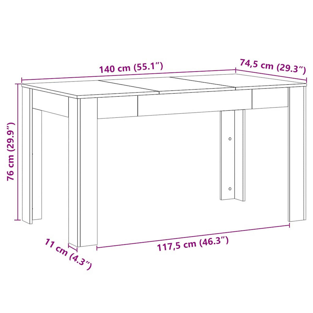 ESSTISCH Artisan-Eiche 140/74,5/76 Cm Holzwerkstoff - Hellbraun, Holzwerkstoff (140/74.5/76cm) - vidaXL