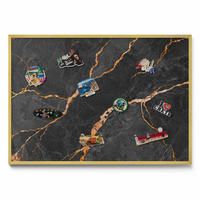 MAGNETTAFEL 100x70 cm Goldener Rahmen Verzierte Dunkle Marmoroptik - Schwarz, Metall (100/70/0.4cm) - TULUP