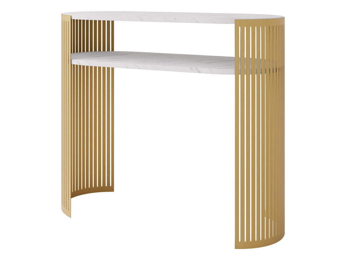 KONSOLENTISCH Fikoli Gold - Goldfarben/Weiß, Holzwerkstoff/Metall (30/100/86cm) - MIRJAN24