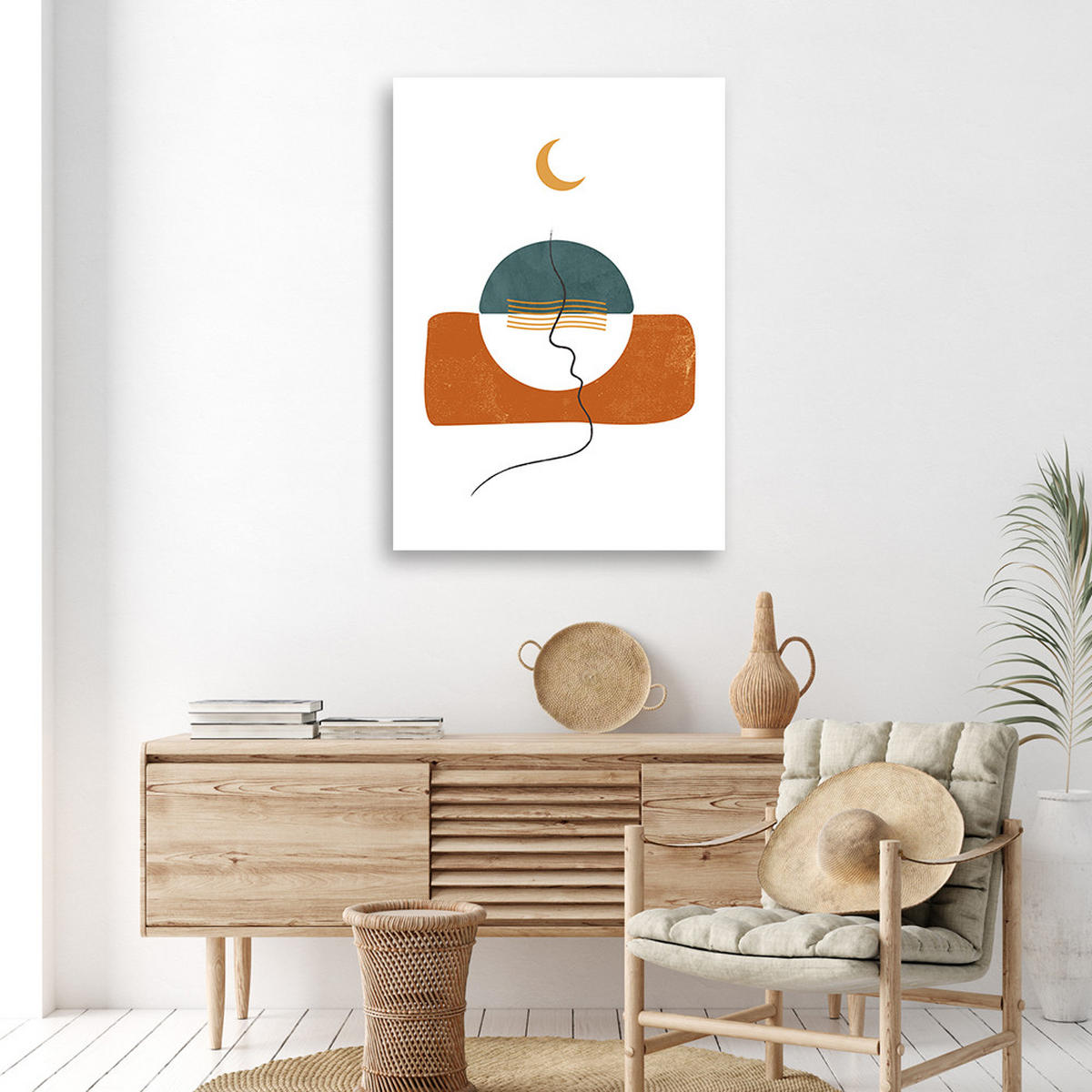 WANDBILD mond und boho formen - Beige, Textil (40/60cm) - Feeby