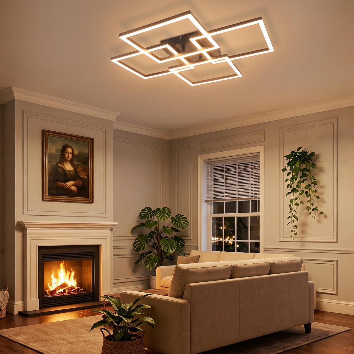 LED DECKENLEUCHTE Sylvex 58/58/6.7 cm - Schwarz, Kunststoff (58/58/6.7cm) - ZMH