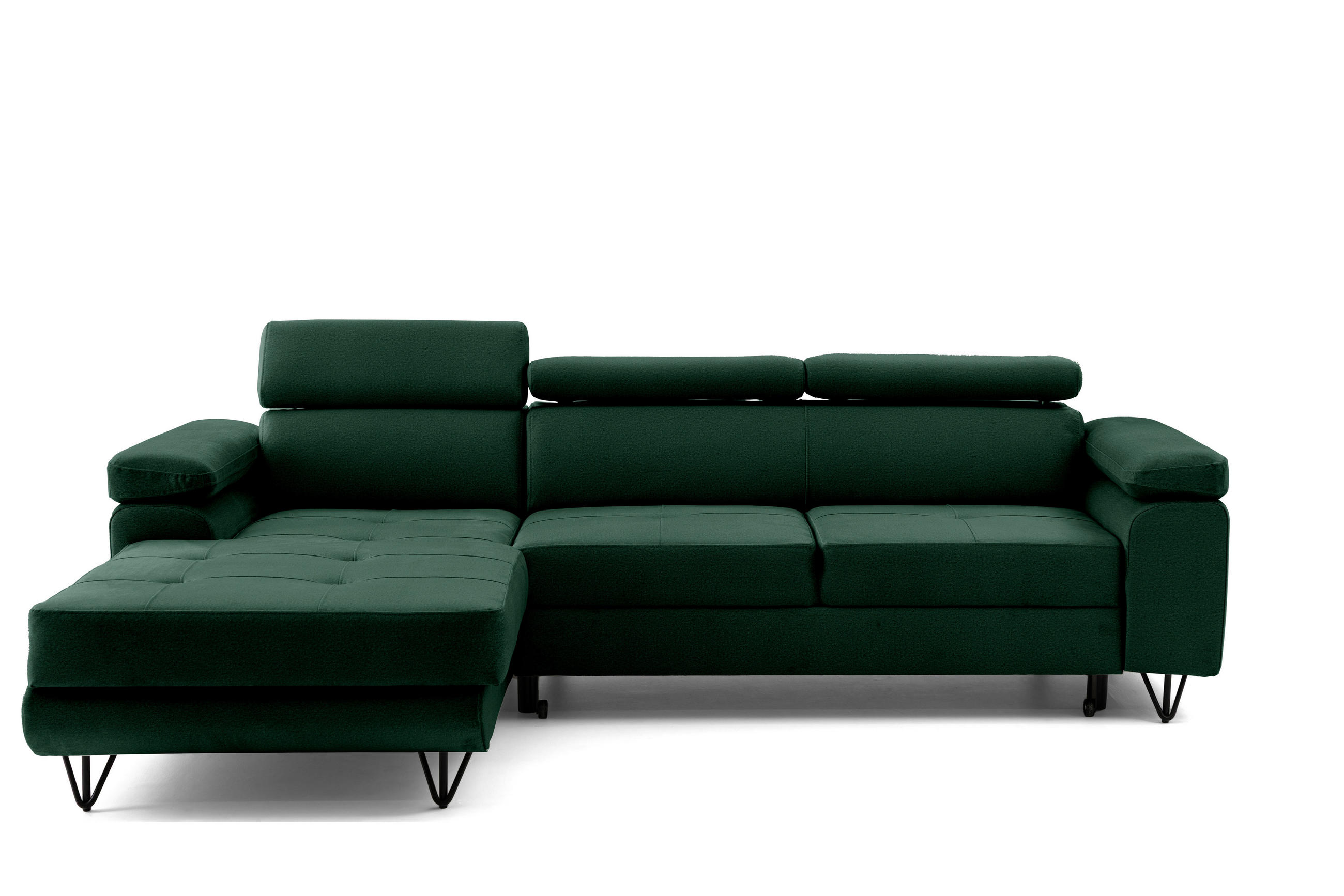 ECKSOFA NORIS L Dunkelgrün mit Schlaffunktion Links - Dunkelgrün, Holz/Textil (250/183cm) - Muffo