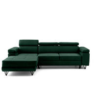 ECKSOFA NORIS L Dunkelgrün mit Schlaffunktion Links - Dunkelgrün, Holz/Textil (250/183cm) - Muffo