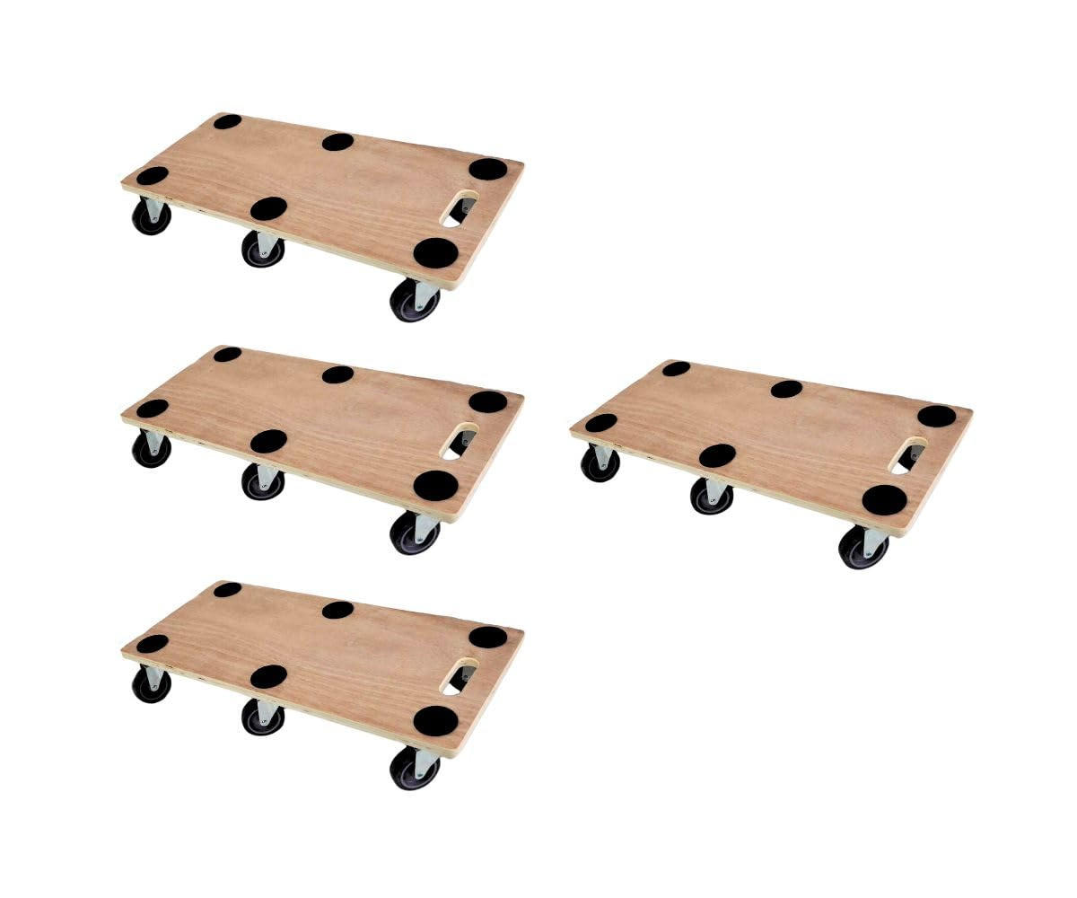 TRANSPORTROLLER 4er-Set mit 6 Rollen 11x30x68cm Traglast 300kg Sperrholzplatte Braun - Braun, Holzwerkstoff (68/30/11.5cm) - PROREGAL