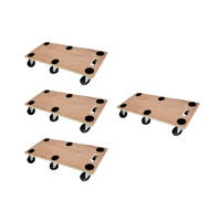 TRANSPORTROLLER 4er-Set mit 6 Rollen 11x30x68cm Traglast 300kg Sperrholzplatte Braun - Braun, Holzwerkstoff (68/30/11.5cm) - PROREGAL