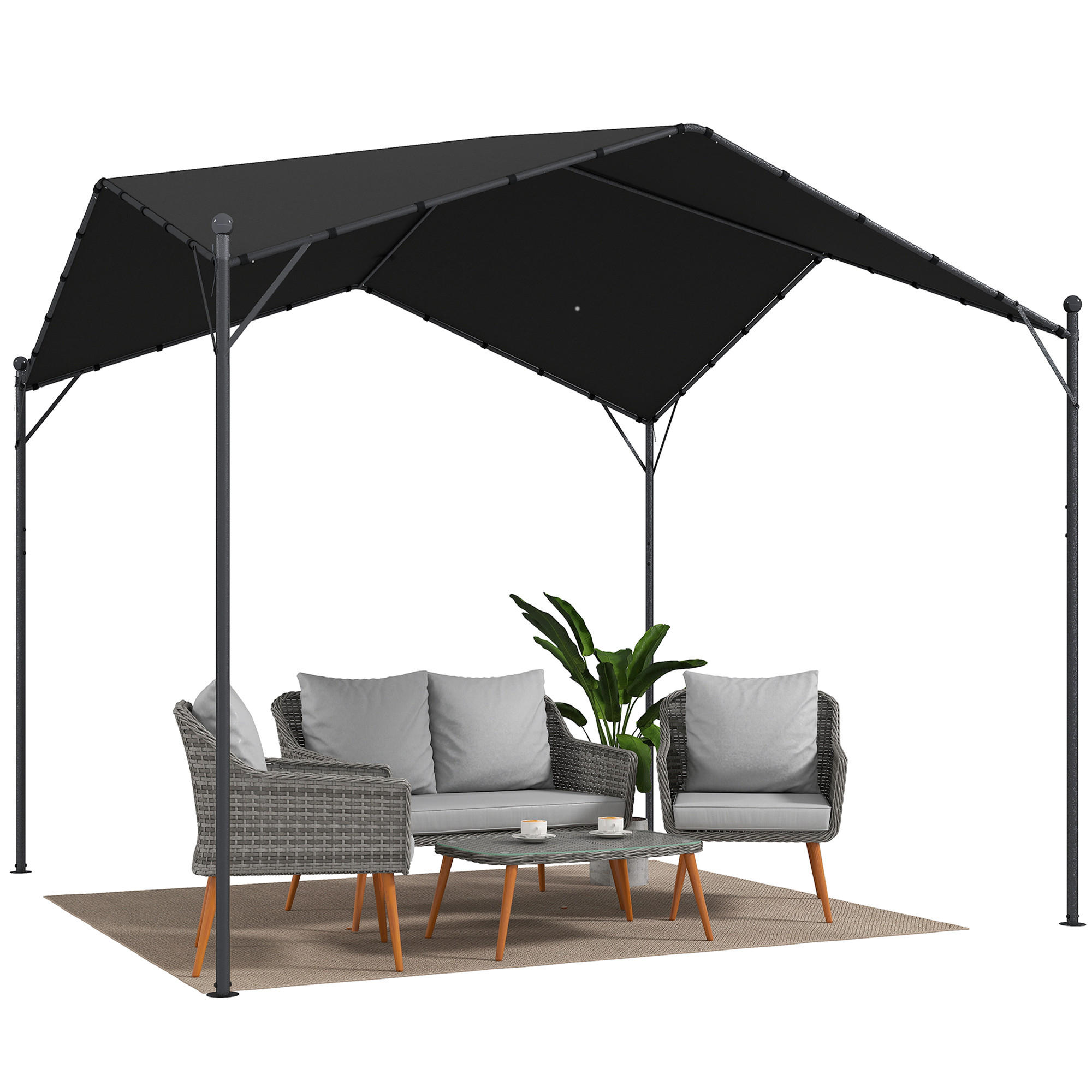 PERGOLA Pavillon 3x3m Wasserabweisend Stabil winterfest Sonnenschutz mit Satteldach Dreiecksverstrebungen - Dunkelgrau, Metall (300/280/300cm)