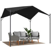 PERGOLA Pavillon 3x3m Wasserabweisend Stabil winterfest Sonnenschutz mit Satteldach Dreiecksverstrebungen - Dunkelgrau, Metall (300/280/300cm)