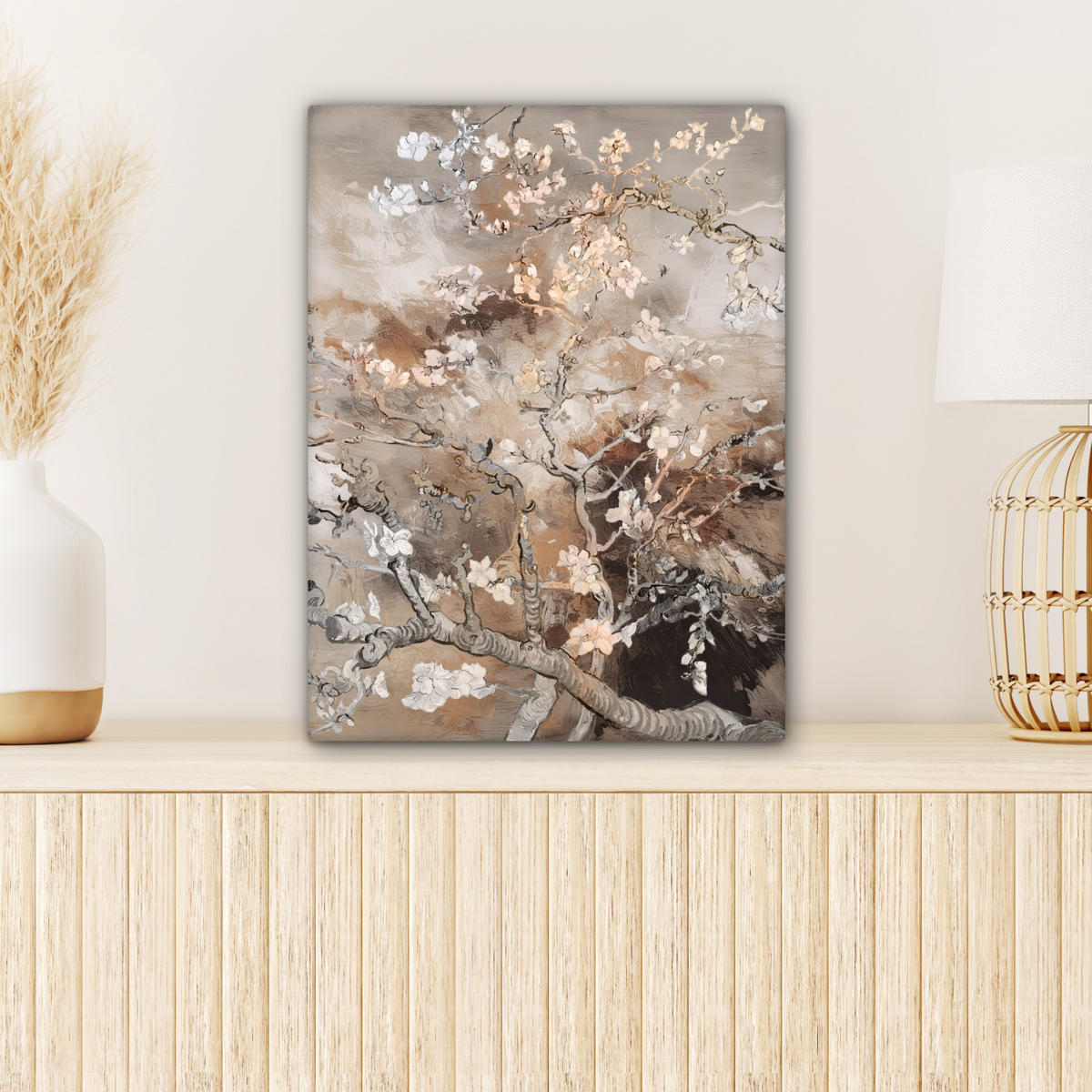LEINWANDBILD Mandelblüte - Kunst - Van Gogh - Beige - Abstrakt 30x40 cm - Braun, Textil (30/40cm) - MuchoWow