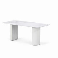ESSTISCH Keramik Marmor-Optik geriffeltes Säulengestell Weiß 180 × 90 cm - Weiß, Keramik/Metall (90/180/75cm) - HOOZ