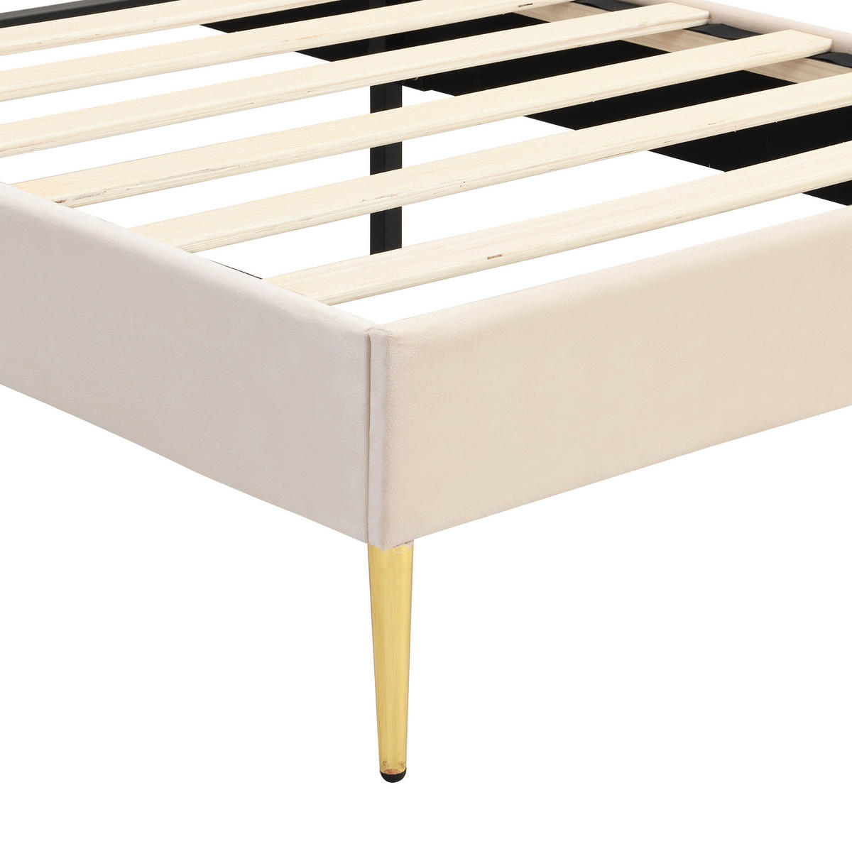 POLSTERBETT 90/200 cm Beige aus Samt mit verstellbarem Kopfteil - Beige, Textil (90/200cm) - OKMYHOME