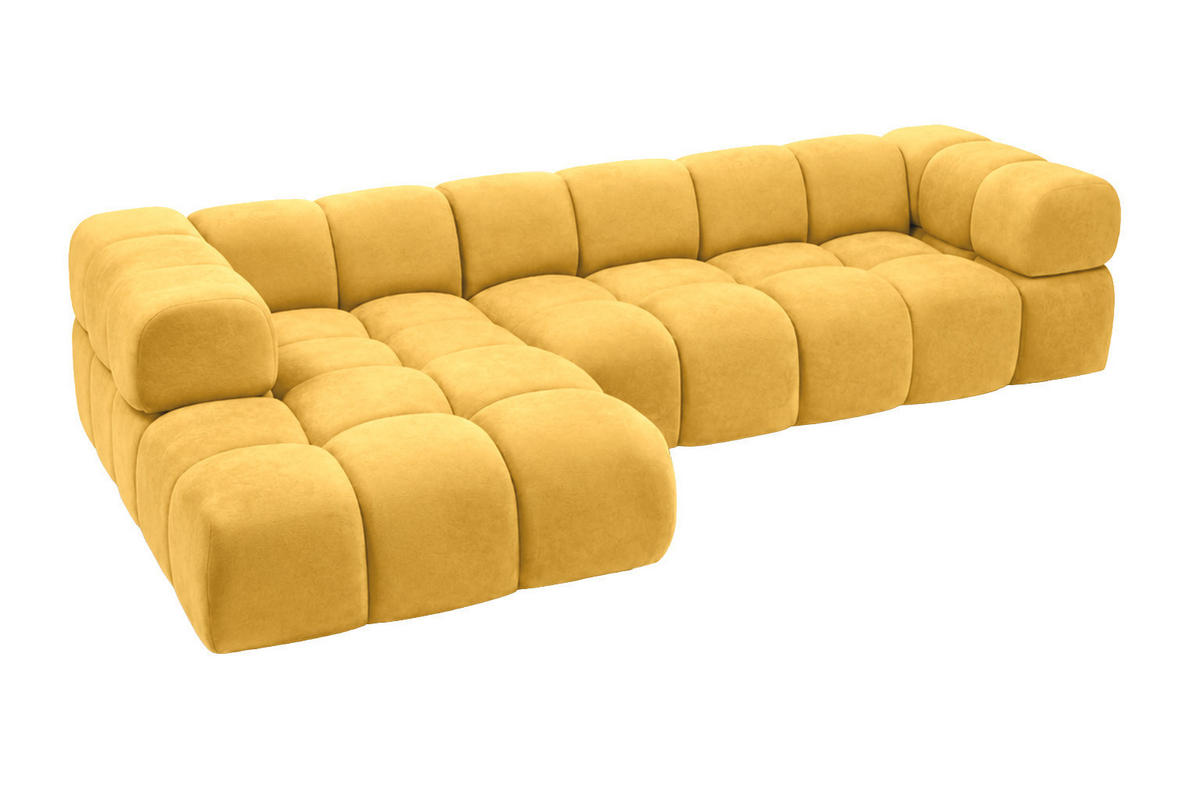 ROHOVÁ SEDAČKA ve tvaru L, velurová tkanina Bluvel, Zlatá, Levá strana, Averro XL - zlatá, dřevo (320/150cm) - Kaiser Möbel
