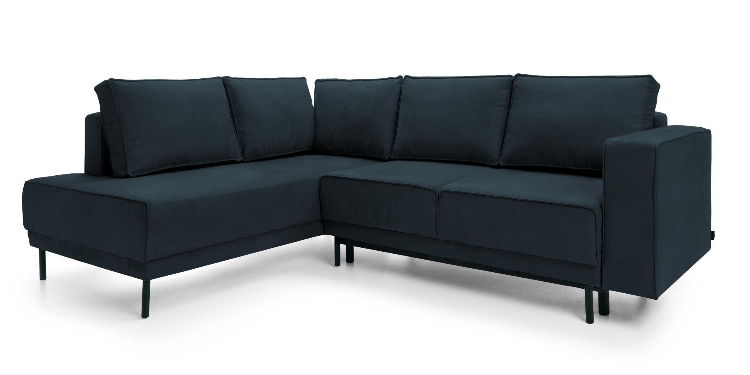 ECKSOFA Rodario Dunkelblau Velours - Schwarz/Dunkelblau, Textil/Metall (247/187cm) - Selsey