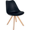 STUHL Kunststoff schwarz - Schwarz/Naturfarben, Holz/Kunststoff (48/81/54cm) - CLP