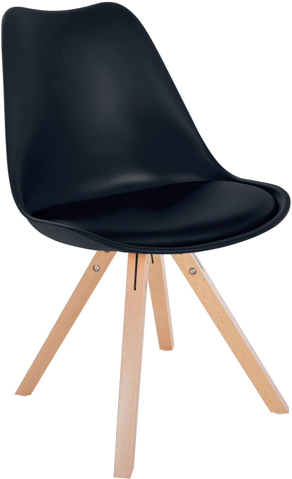 STUHL Kunststoff schwarz - Schwarz/Naturfarben, Holz/Kunststoff (48/81/54cm) - CLP