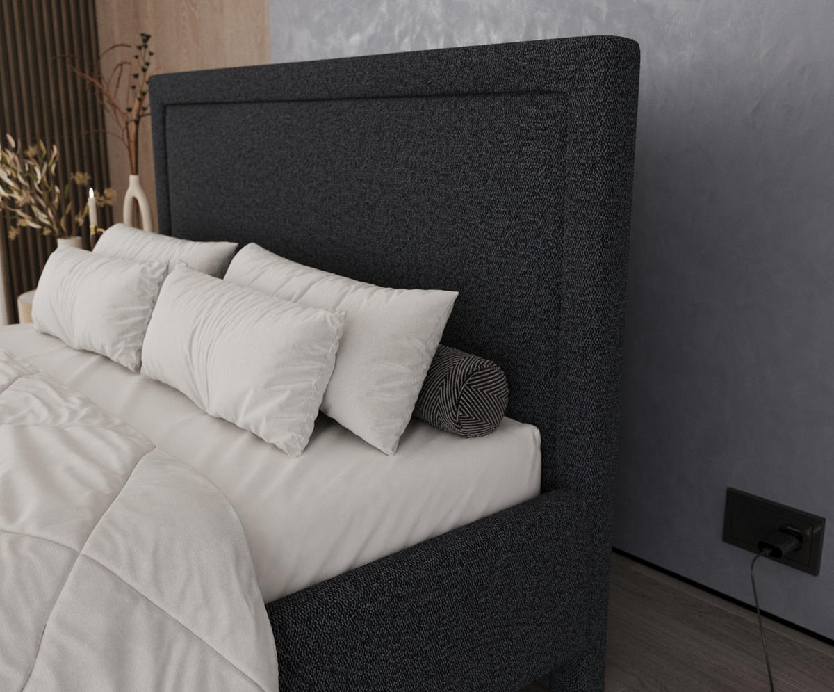 POLSTERBETT Vega 140/200 cm Anthrazit im Riva Stoff - Anthrazit/Naturfarben, Holz/Holzwerkstoff (140/200cm) - AltaBeds