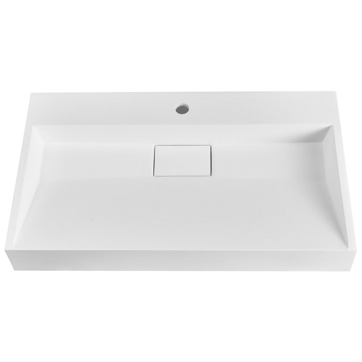 HÄNGEWASCHBECKEN Weiß 80/46 cm Mineralguss Quenko - Weiß, Naturmaterialien (80/12/46cm) - Beliani