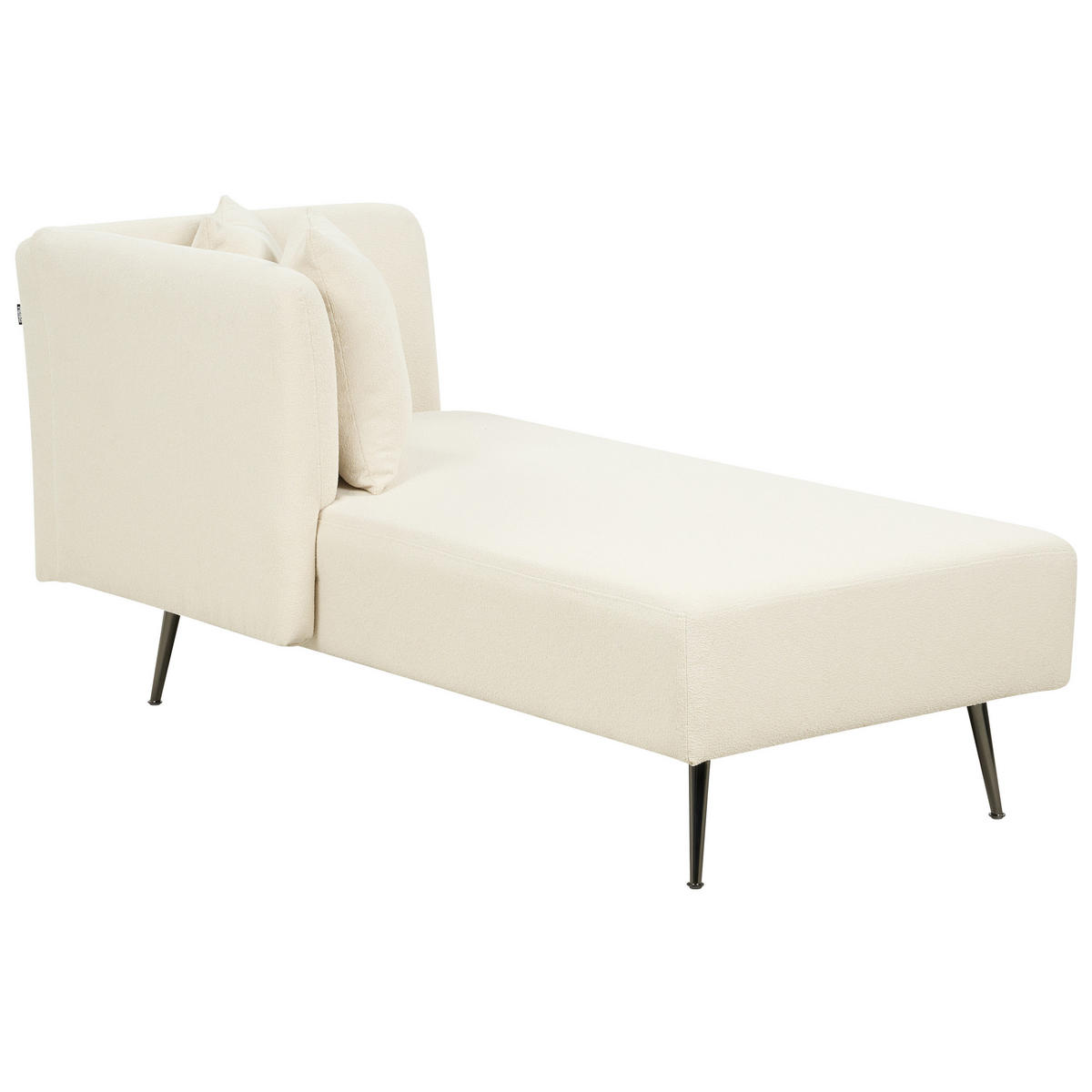 CHAISELONGUE Bouclé cremeweiß rechtsseitig Riom - Schwarz/Weiß, Textil (156/75/77cm) - Beliani