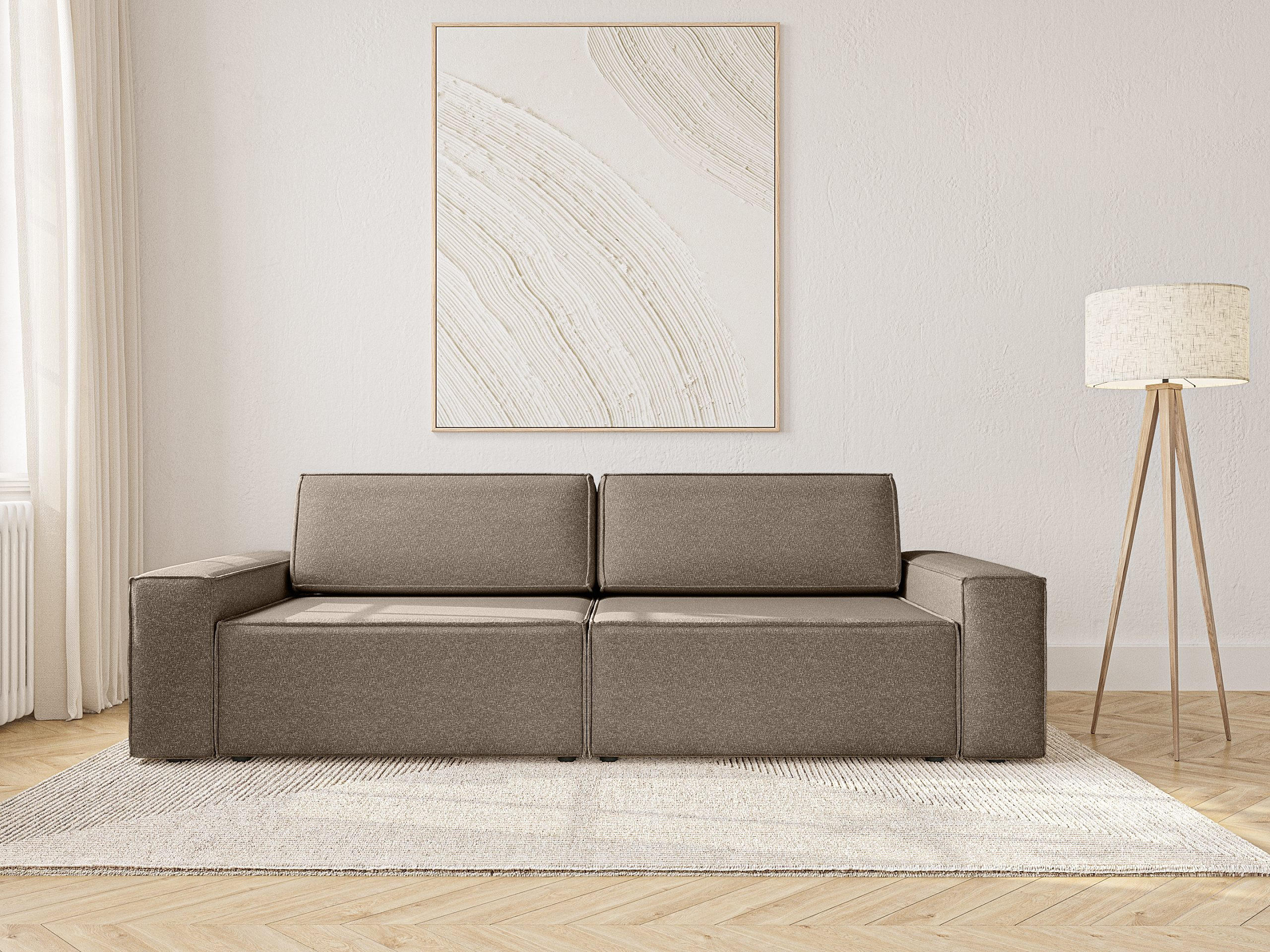 SOFA Lummo Mi mit Schlaffunktion, Braun - Braun, Textil (246/70/185cm) - Fedve