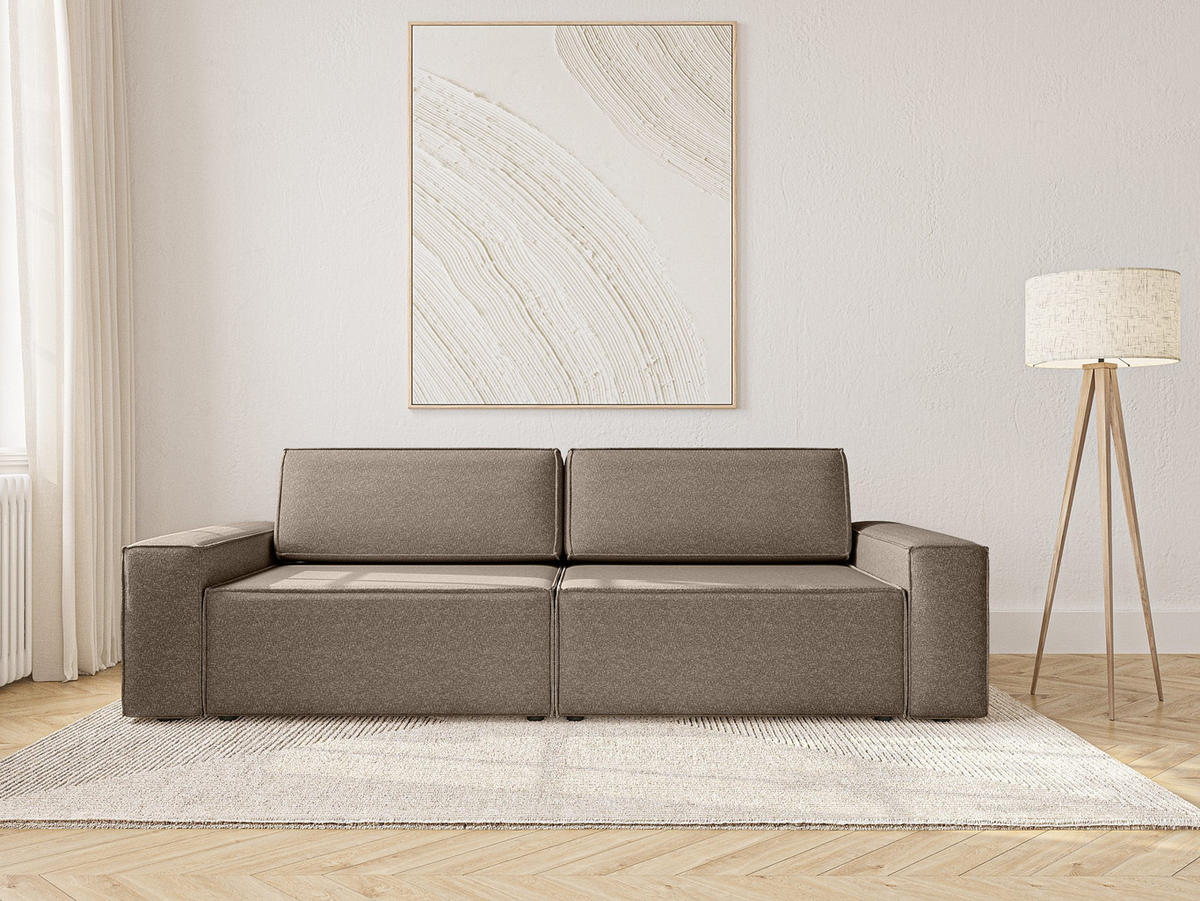 SOFA Lummo Mi mit Schlaffunktion, Braun - Braun, Textil (246/70/185cm) - Fedve