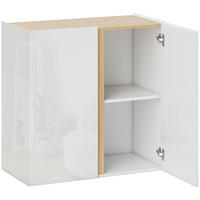 SIDEBOARD Küchenschrank mit 2 Soft-Close-Türen, Verstellbarer Einlegeboden - Weiß Hochglanz/Weiß, Holzwerkstoff/Kunststoff (40/80/80cm) - HOMCOM