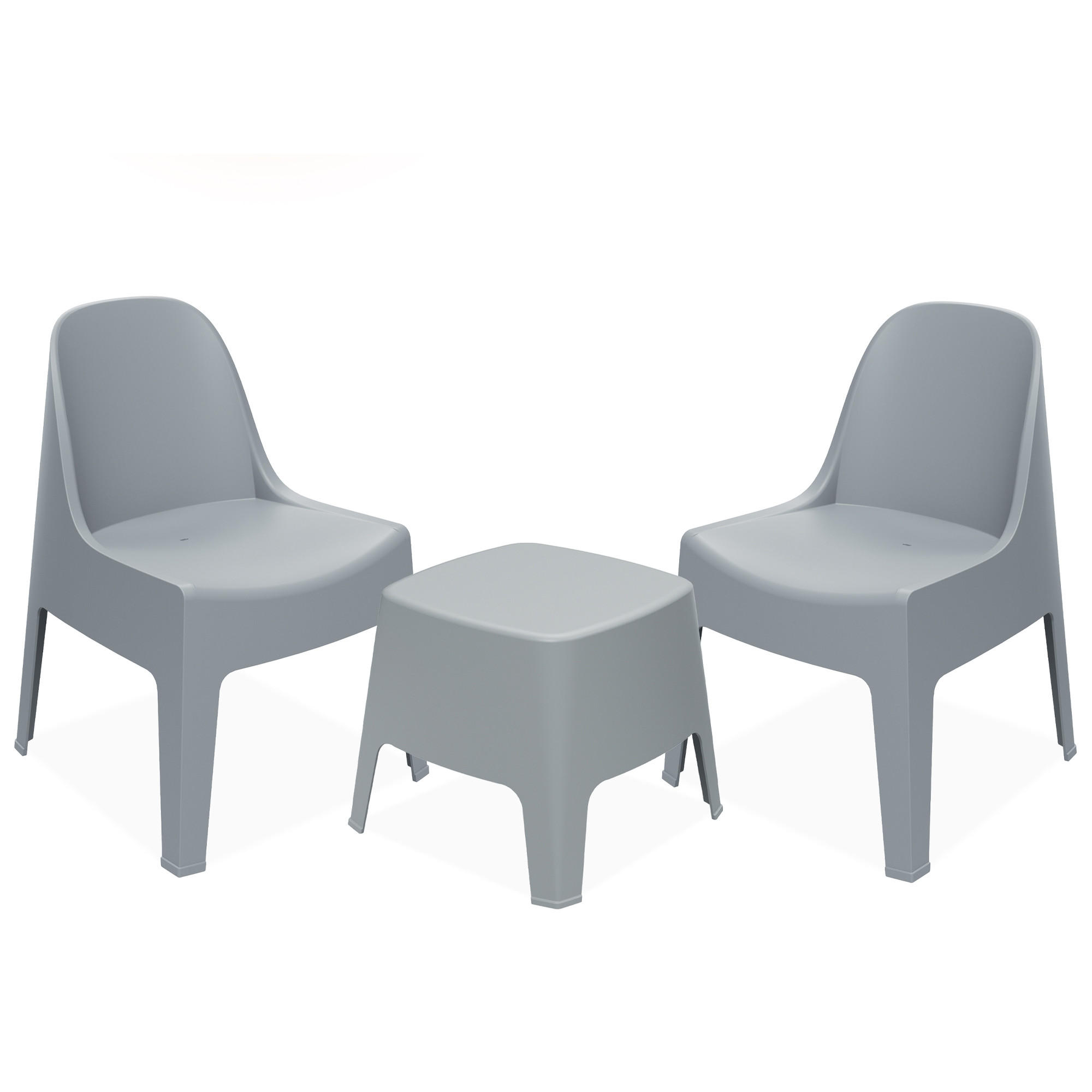GARTENMÖBEL-SET MALUS, 3-tlg - Grau, Kunststoff - KONSIMO®
