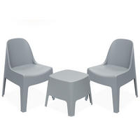 GARTENMÖBEL-SET MALUS, 3-tlg - Grau, Kunststoff - KONSIMO®