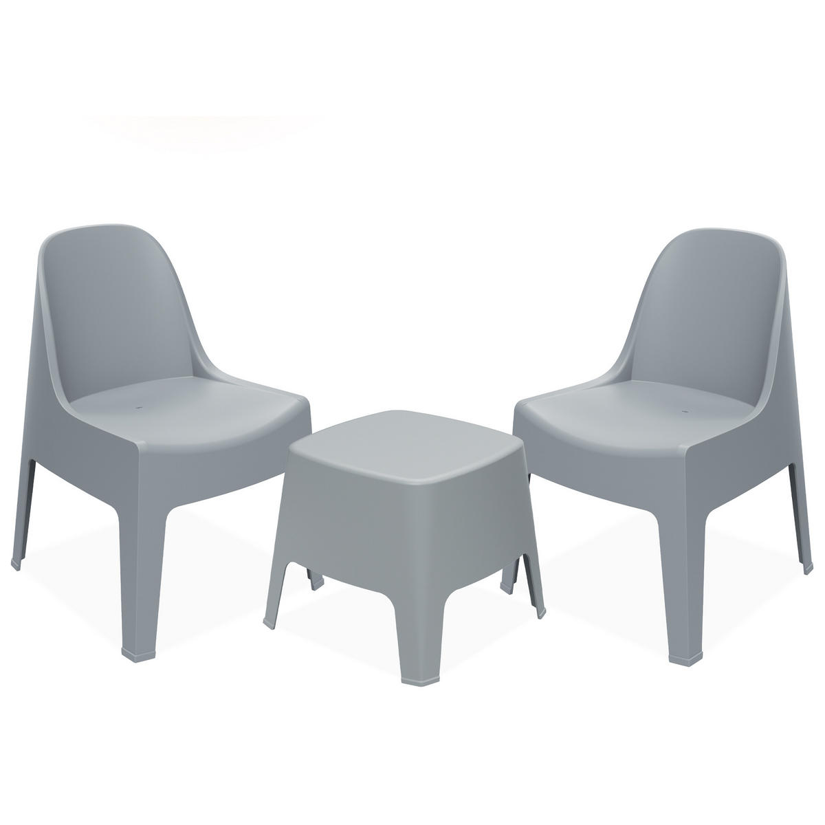 GARTENMÖBEL-SET MALUS, 3-tlg - Grau, Kunststoff - KONSIMO®