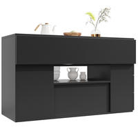 KÜCHENINSEL DE-41175 140/40-70/89 cm mit Barhocker und 6 Schubladen Weiß - Schwarz, Holzwerkstoff (140/89/40cm) - ComfortXL
