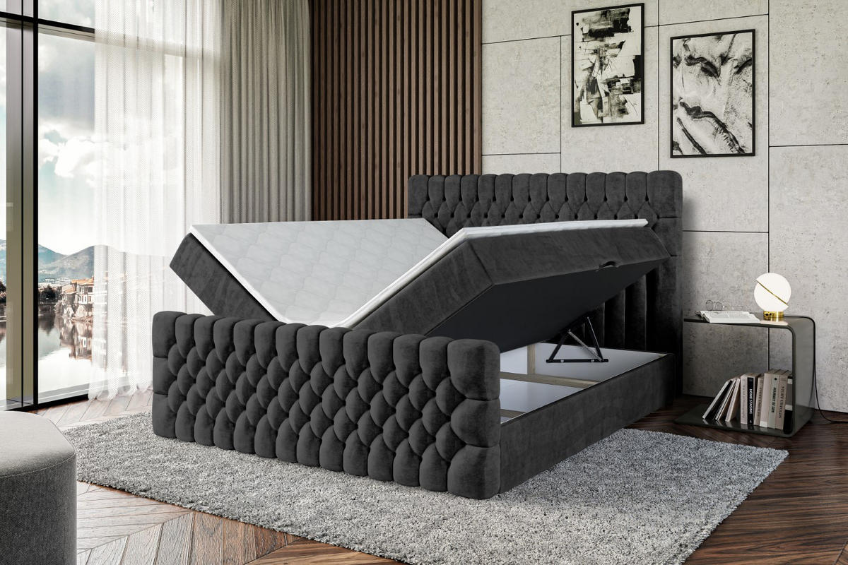 BOXBETT SERENE-Z - 200 x 200 - H4 - Schwarz - Schwarz, Holzwerkstoff (200/200cm) - ALTDECOR