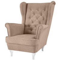 CHESTERFIELD-SESSEL Falco hellbraun mit Weiß Holzbeinen - Hellbraun/Weiß, Holz/Textil (82/102/92cm) - Beautysofa