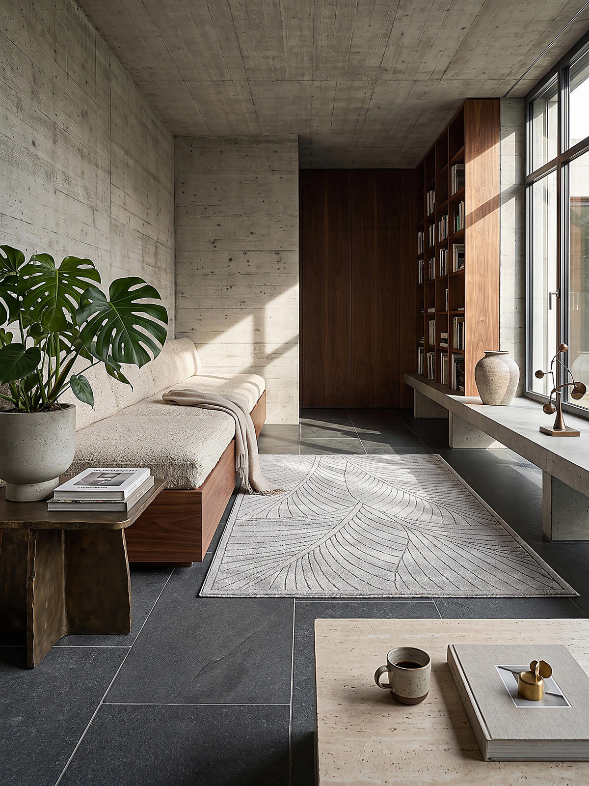 TEPPICH Outdoor, Fußbodenheizung-geeignet, mit Blattmotiv, ENGADIN in Silbergrau, 280 x 370 cm - Grau, Textil (280/370cm) - KADIMA DESIGN
