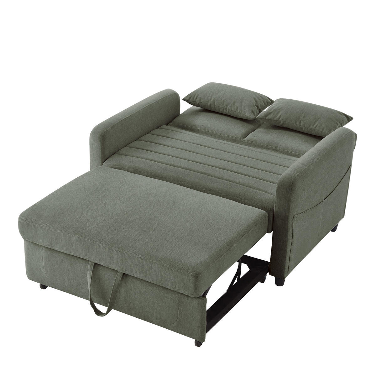 SCHLAFSOFA DE-35343 ausziehbar und 3-fach verstellbar Hellgrün - Hellgrün, Metall (77/82.5/114cm) - ComfortXL